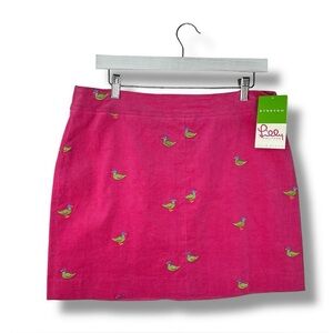 *NEW* LILLY PULITZER Pink Corduroy Mini Skirt Sz 8 W/Embroidered Ducks, Stretch
